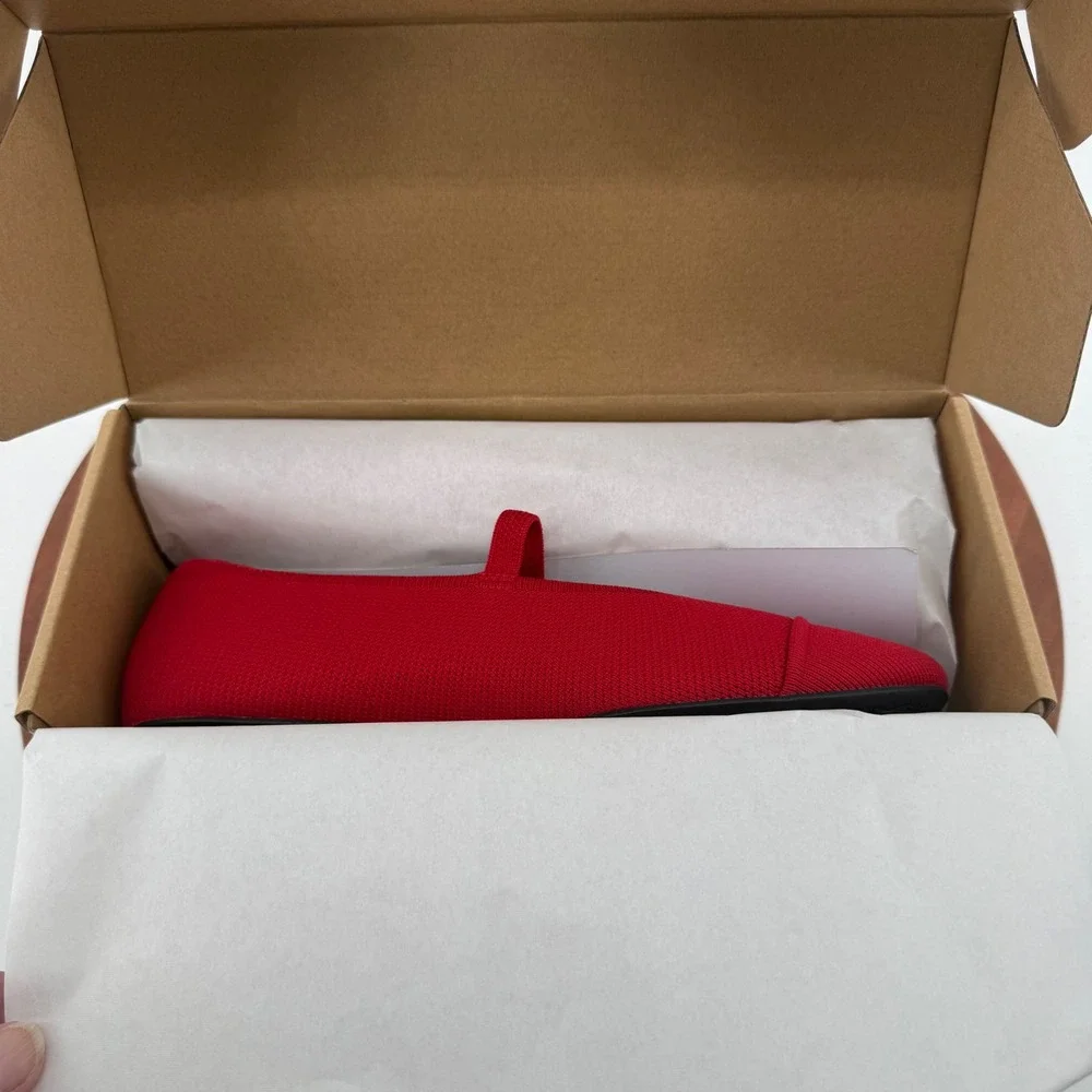 VIVAIA Tamia Mary Jane Ballet Ruby Red Knit Sustainable Cap Toe Flat Women 10